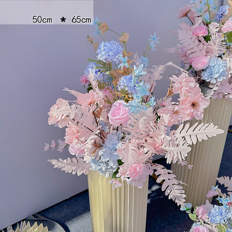Valar Flower Pastel Pink and Blue Artificial Flower Aisle Arrangement for Wedding Ceremony Decor WF-102