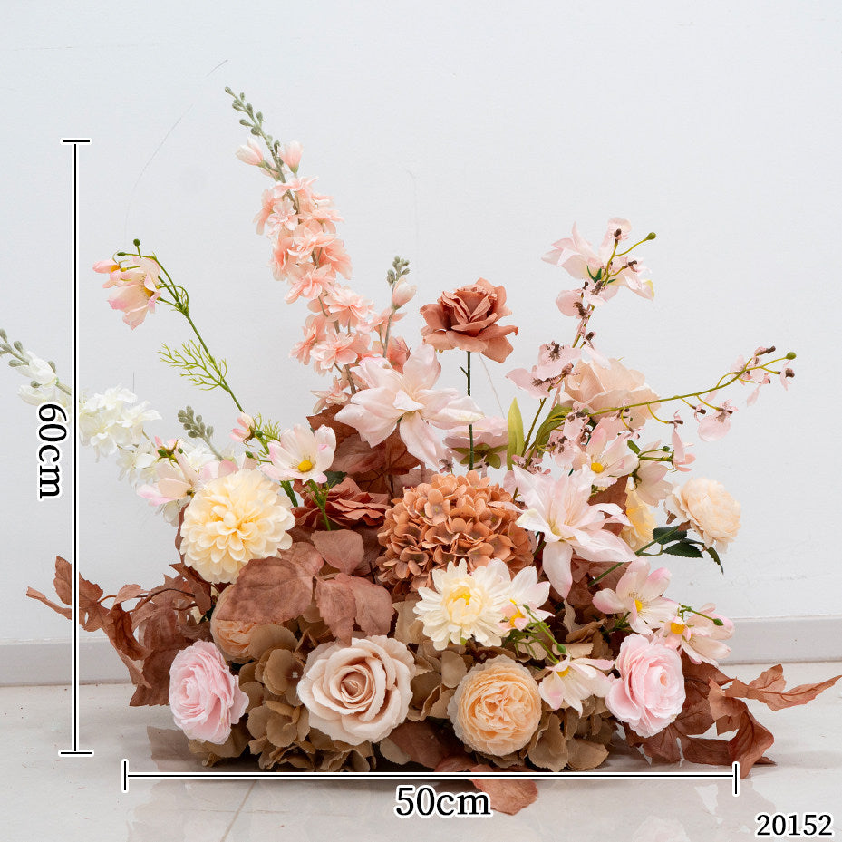ValarFlower Luxury Peach Floral Wedding Arch Backdrop, Artificial Flower Ceremony Arch with Garden Style Arrangement, Romantic Outdoor Wedding Decor, Engagement Party Entrance Decoration FA-359