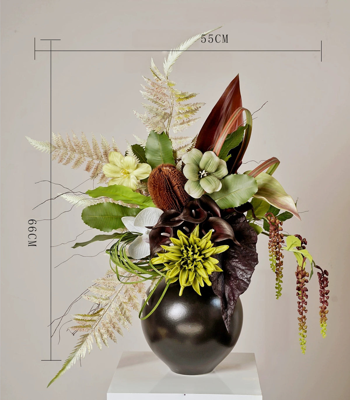 ValarFlower Amber Green Artificial Flower Arrangement Set, Modern Tropical Floral Decor for Home and Event Styling VB-295