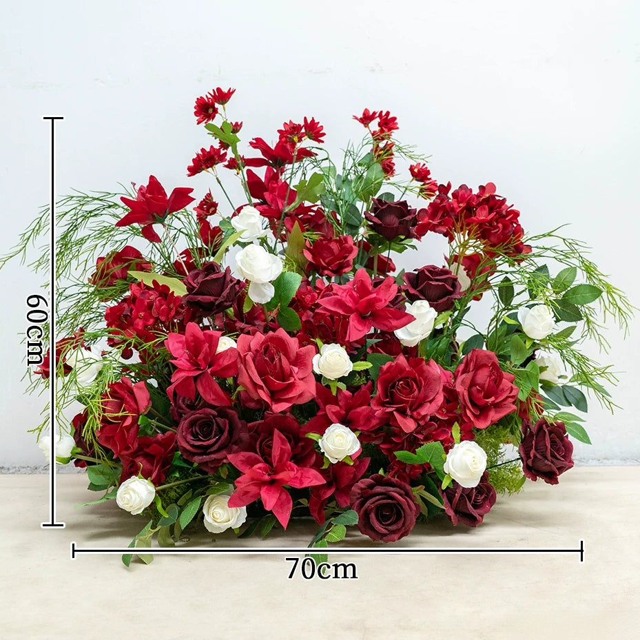 ValarFlower Burgundy Red Wedding Flowers, Artificial Floral Arrangement Set for Ceremony Decor FA-380