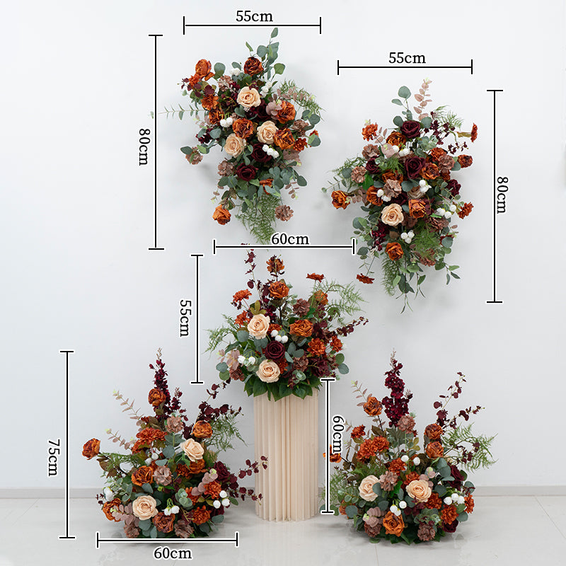 Pfirsich-weißes Kunstblumenarrangement – ​​Romantisches Event-Tisch- und Schild-Styling-Set FA-263