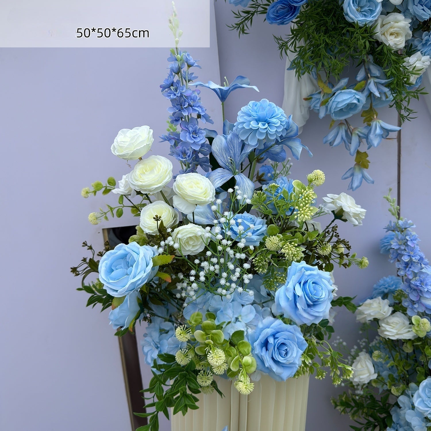 Valar Flower Blue Austin Rose & Orchid Aisle Floral Set for Wedding Ce