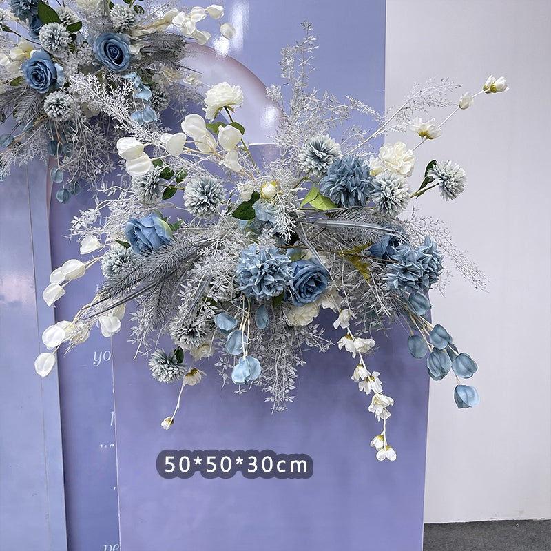 Configuración de flores artificiales inspiradas en la primavera – Conjunto de flores artificiales azules y amarillas para eventos FA-264