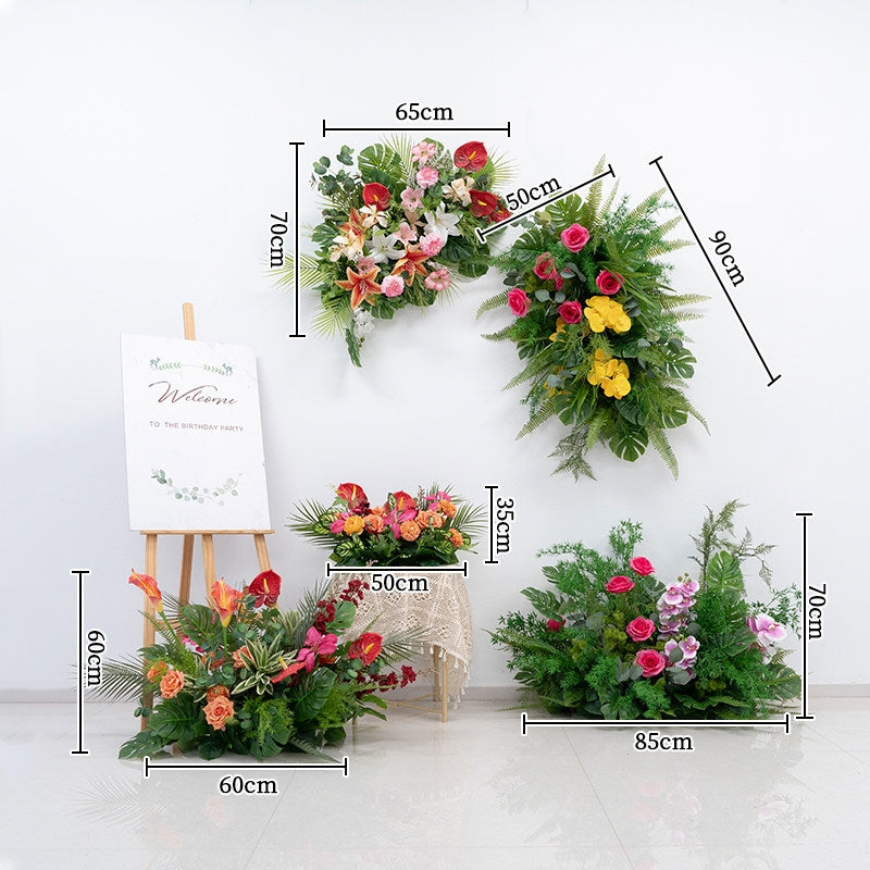 ValarFlower Tropical Garden Artificial Floral Arrangement Set, Wedding Welcome Sign Flowers, Table Centerpiece & Event Backdrop Decor FA-348