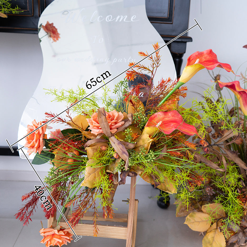 Pfirsich-weißes Kunstblumenarrangement – ​​Romantisches Event-Tisch- und Schild-Styling-Set FA-263