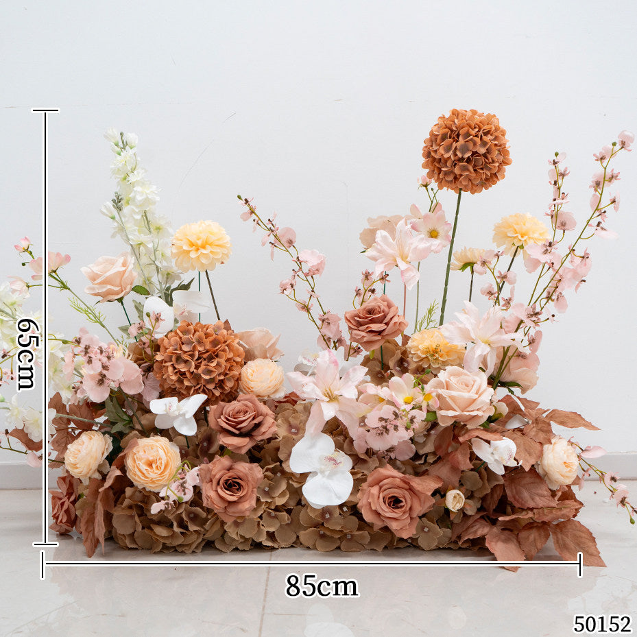 ValarFlower Luxury Peach Floral Wedding Arch Backdrop, Artificial Flower Ceremony Arch with Garden Style Arrangement, Romantic Outdoor Wedding Decor, Engagement Party Entrance Decoration FA-359