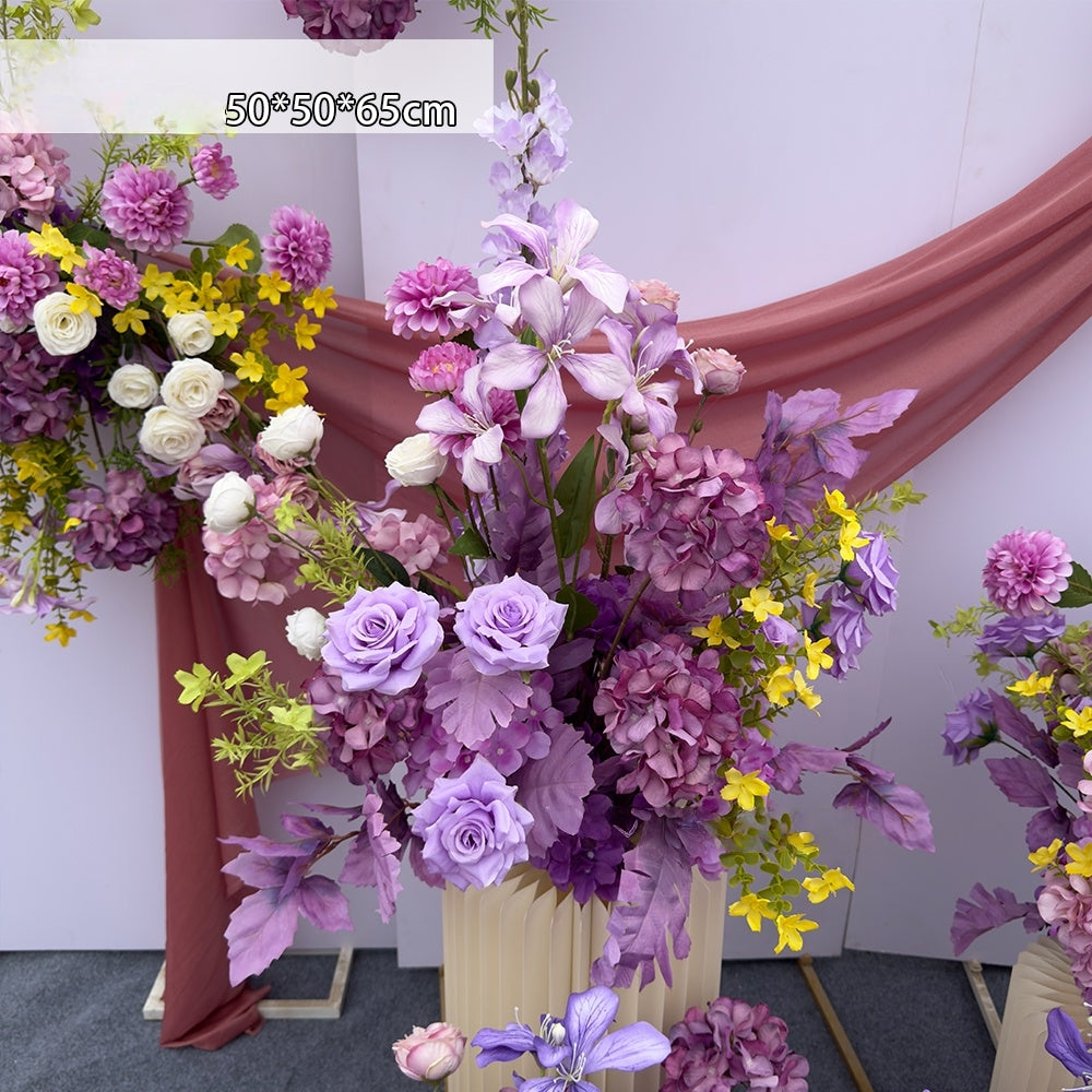 Valar Flower Rose Purple Wedding Aisle Floral Runner — Artificial Ceremony Flowers & Decorative Arrangements WF-114