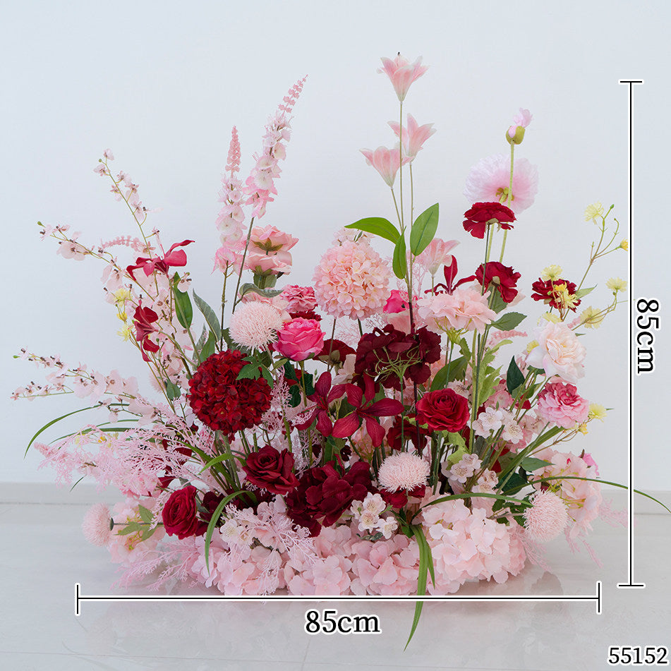 Valar Flower Romantic Pink & Burgundy Faux Floral Arrangement Set – Wedding & Event Decor FA-316