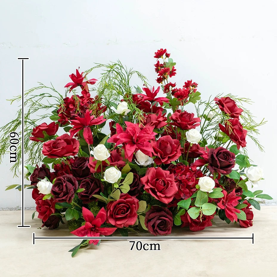 ValarFlower Burgundy Red Wedding Flowers, Artificial Floral Arrangement Set for Ceremony Decor FA-380