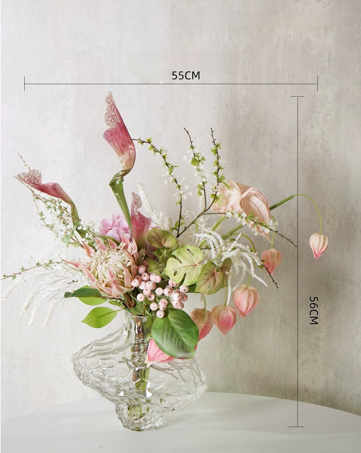 ValarFlower Soft Pink Artificial Flower Arrangement, Dreamy Anthurium Floral Decor for Wedding and Home VB-300
