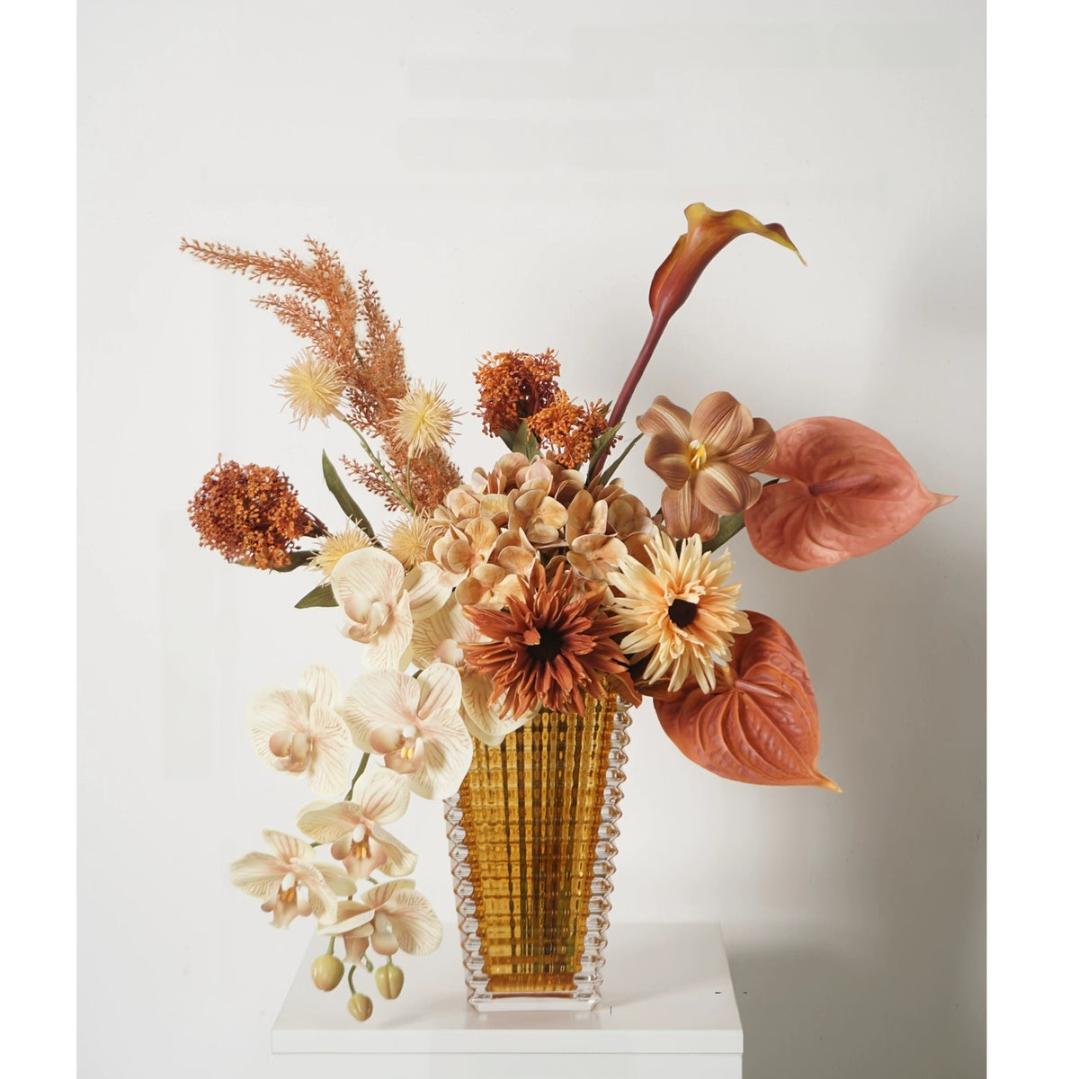 Arreglo de Ramo Floral con Tema Elegante de Otoño | Flores Artificiales de Lujo para Boda y Decoración Interior del Hogar VB-113 (Sin Jarrón)