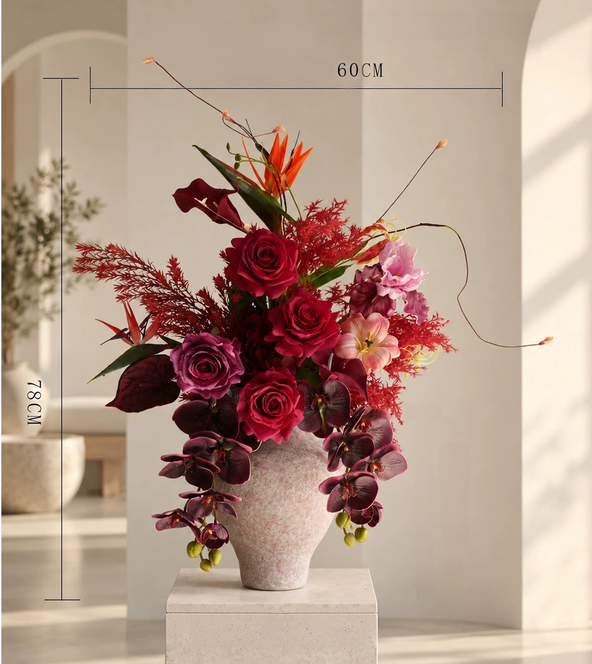 Elegantes Blumenstrauß-Arrangement mit Herbstmotiv | Luxuriöse Kunstblumen für Hochzeiten und Inneneinrichtung VB-113 (ohne Vase)