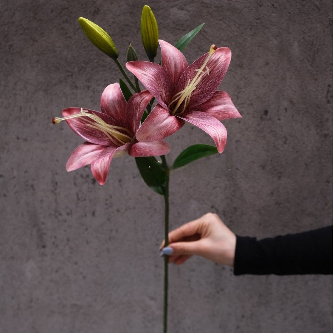 Multicolor Faux Lily Stem – Elegant Realistic Flower for Interior Styling & Floral Craft FS-1018