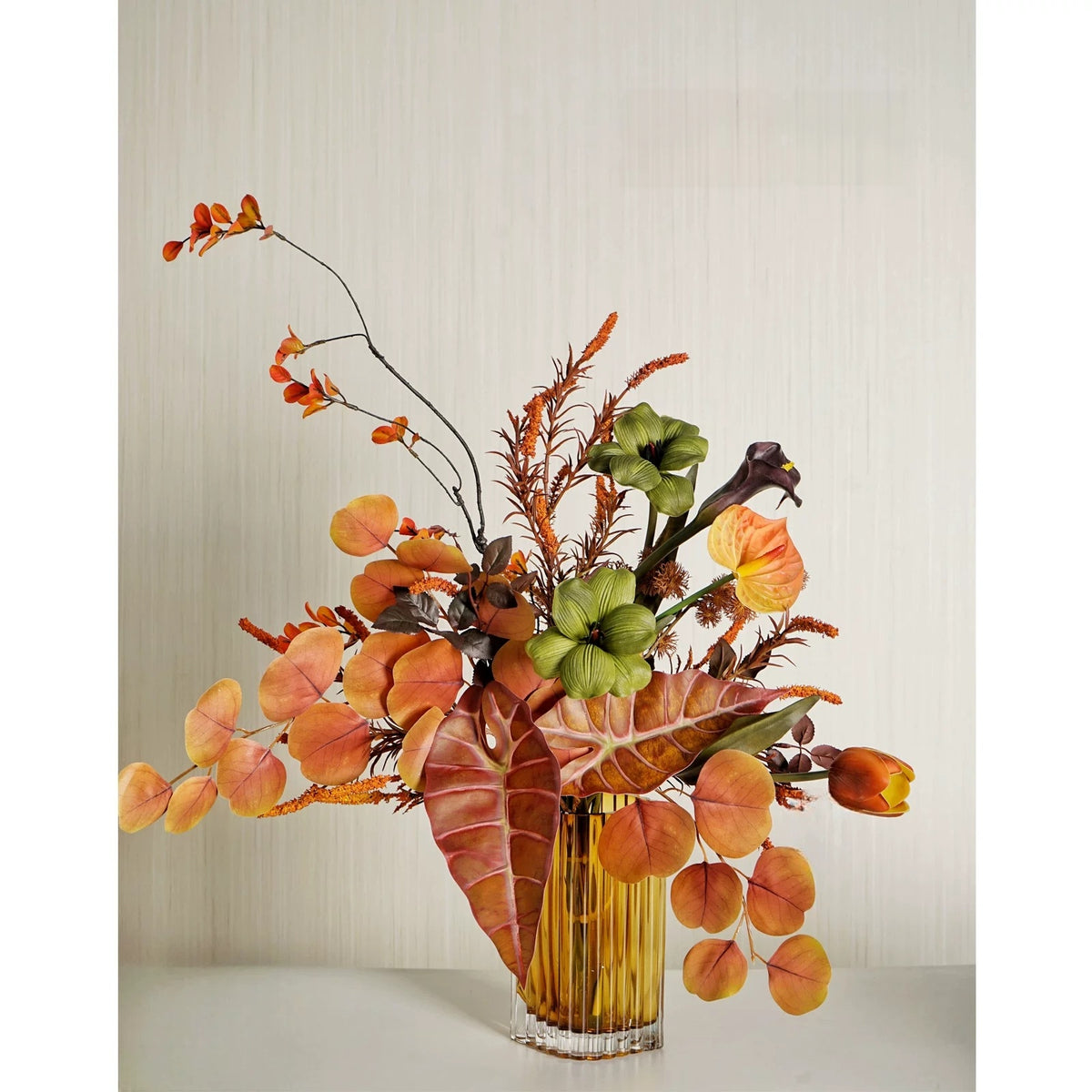 ValarFlower Wabi Sabi Artificial Flower Arrangement, Luxury Autumn Floral Decor for Living Room and Event Styling VB-278