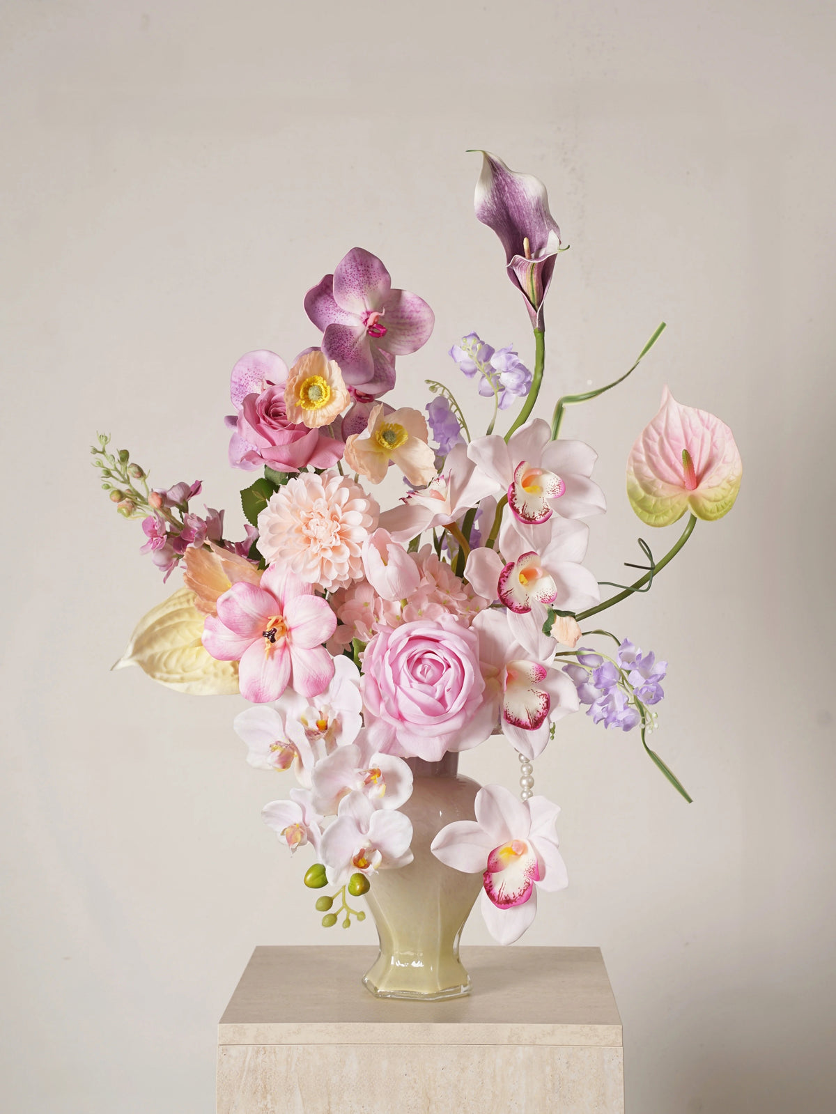 Elegantes Blumenstrauß-Arrangement mit Herbstmotiv | Luxuriöse Kunstblumen für Hochzeiten und Inneneinrichtung VB-113 (ohne Vase)