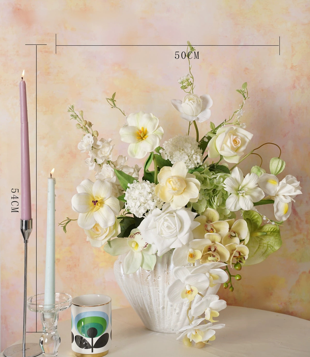 Elegantes Blumenstrauß-Arrangement mit Herbstmotiv | Luxuriöse Kunstblumen für Hochzeiten und Inneneinrichtung VB-113 (ohne Vase)