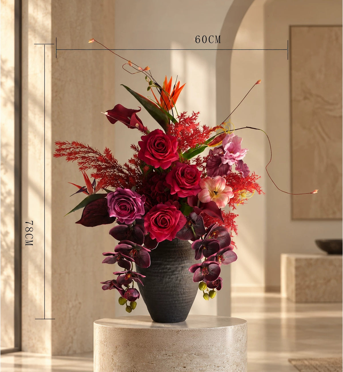 Elegantes Blumenstrauß-Arrangement mit Herbstmotiv | Luxuriöse Kunstblumen für Hochzeiten und Inneneinrichtung VB-113 (ohne Vase)