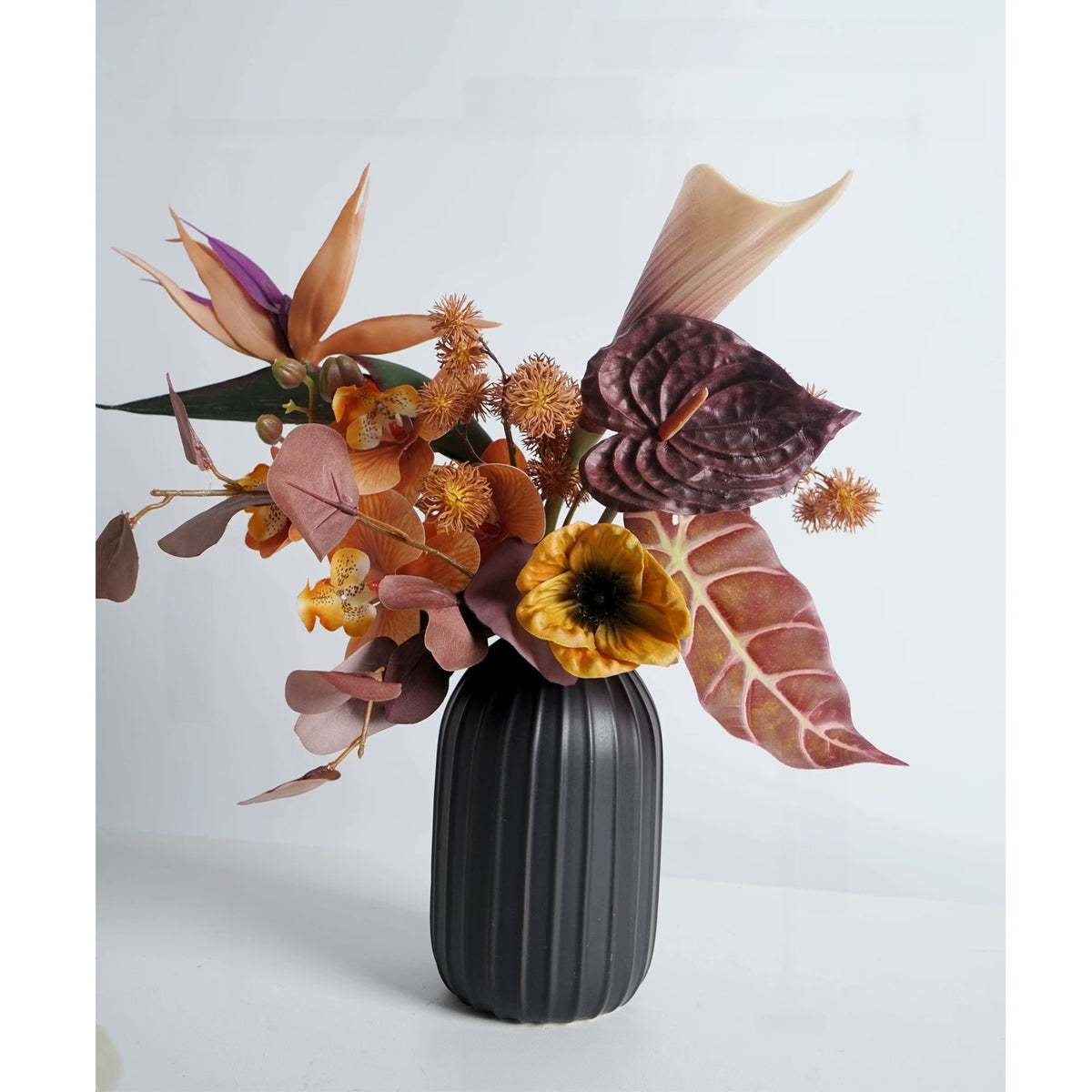 Arreglo de Ramo Floral con Tema Elegante de Otoño | Flores Artificiales de Lujo para Boda y Decoración Interior del Hogar VB-113 (Sin Jarrón)