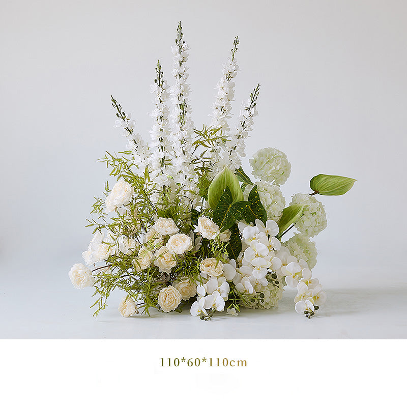 Elegantes weiß-grünes Bodenblumenarrangement | Luxuriöse Kunstblumen für Hochzeiten und Eventdekor FA-101