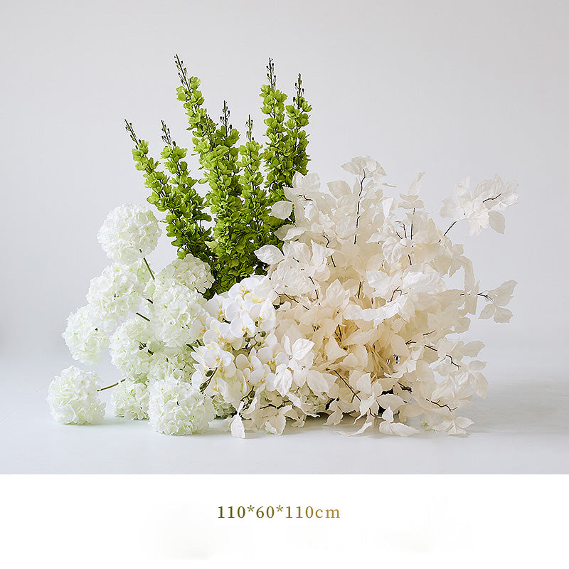 Elegantes weiß-grünes Bodenblumenarrangement | Luxuriöse Kunstblumen für Hochzeiten und Eventdekor FA-101