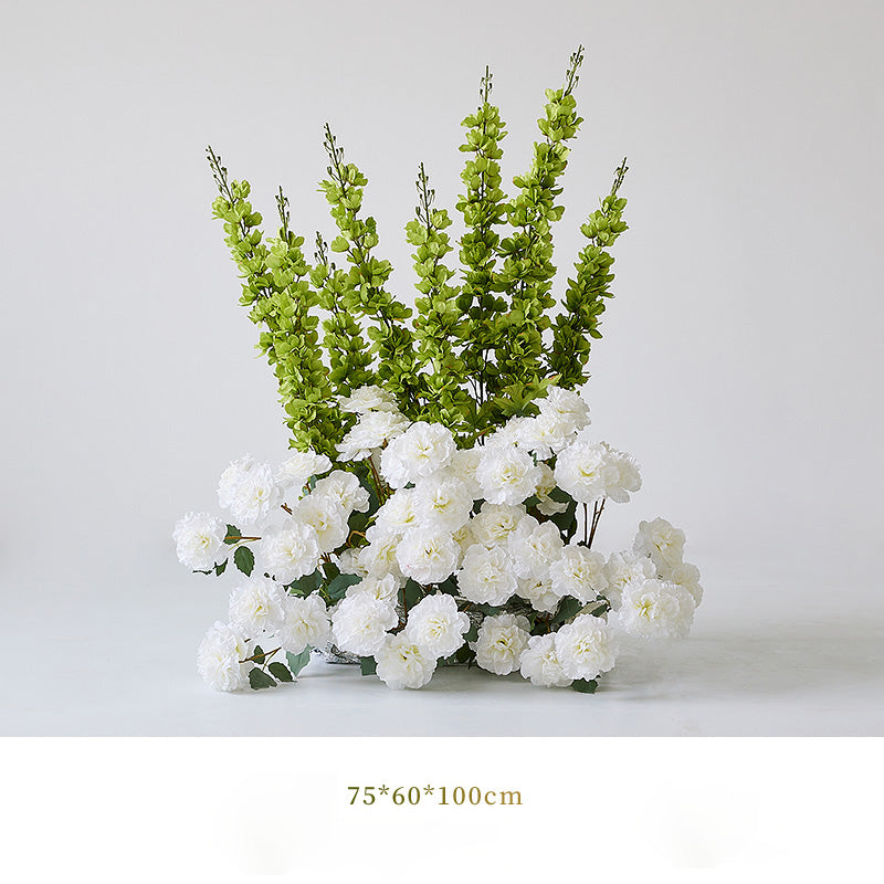 Elegantes weiß-grünes Bodenblumenarrangement | Luxuriöse Kunstblumen für Hochzeiten und Eventdekor FA-101