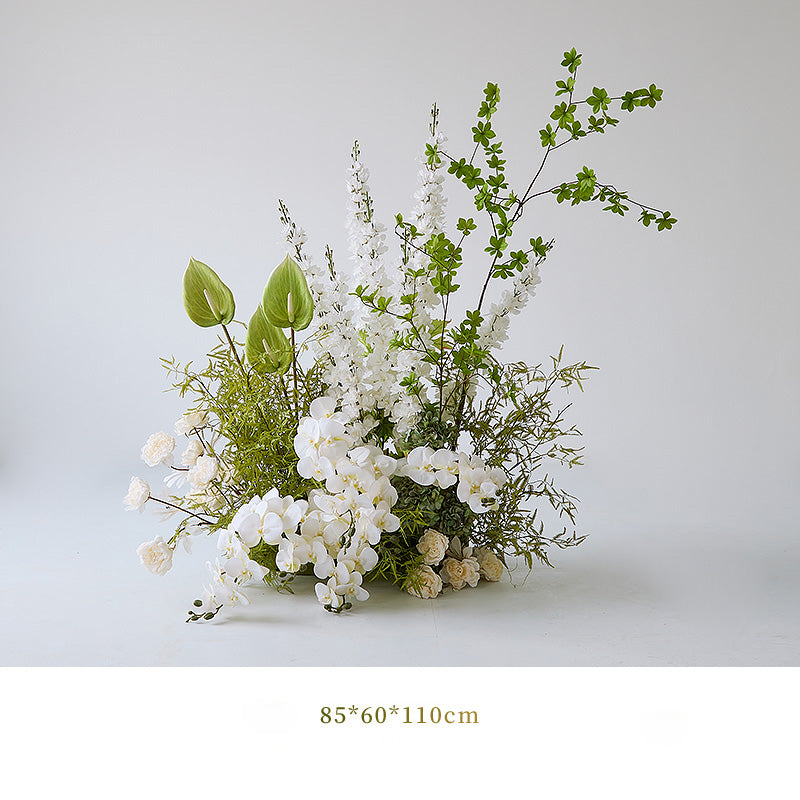 Elegantes weiß-grünes Bodenblumenarrangement | Luxuriöse Kunstblumen für Hochzeiten und Eventdekor FA-101