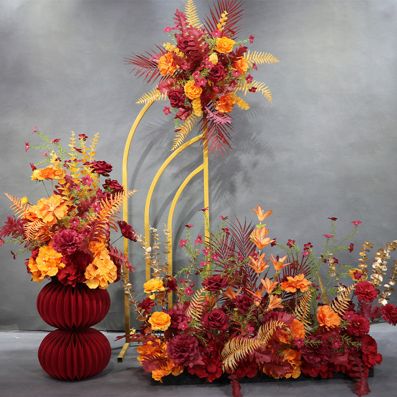 Luxurious Fall-Themed Faux Floral Arrangement | Perfect for Wedding, Event Backdrop and Autumn Home Decor FA-202