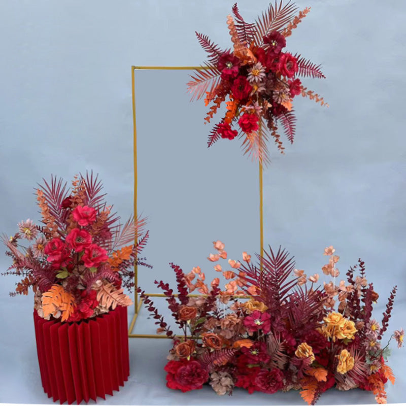 Luxuriöses Kunstblumenarrangement in Rot und Gold | Perfekt für Hochzeiten, Veranstaltungen und elegante Inneneinrichtung FA-205