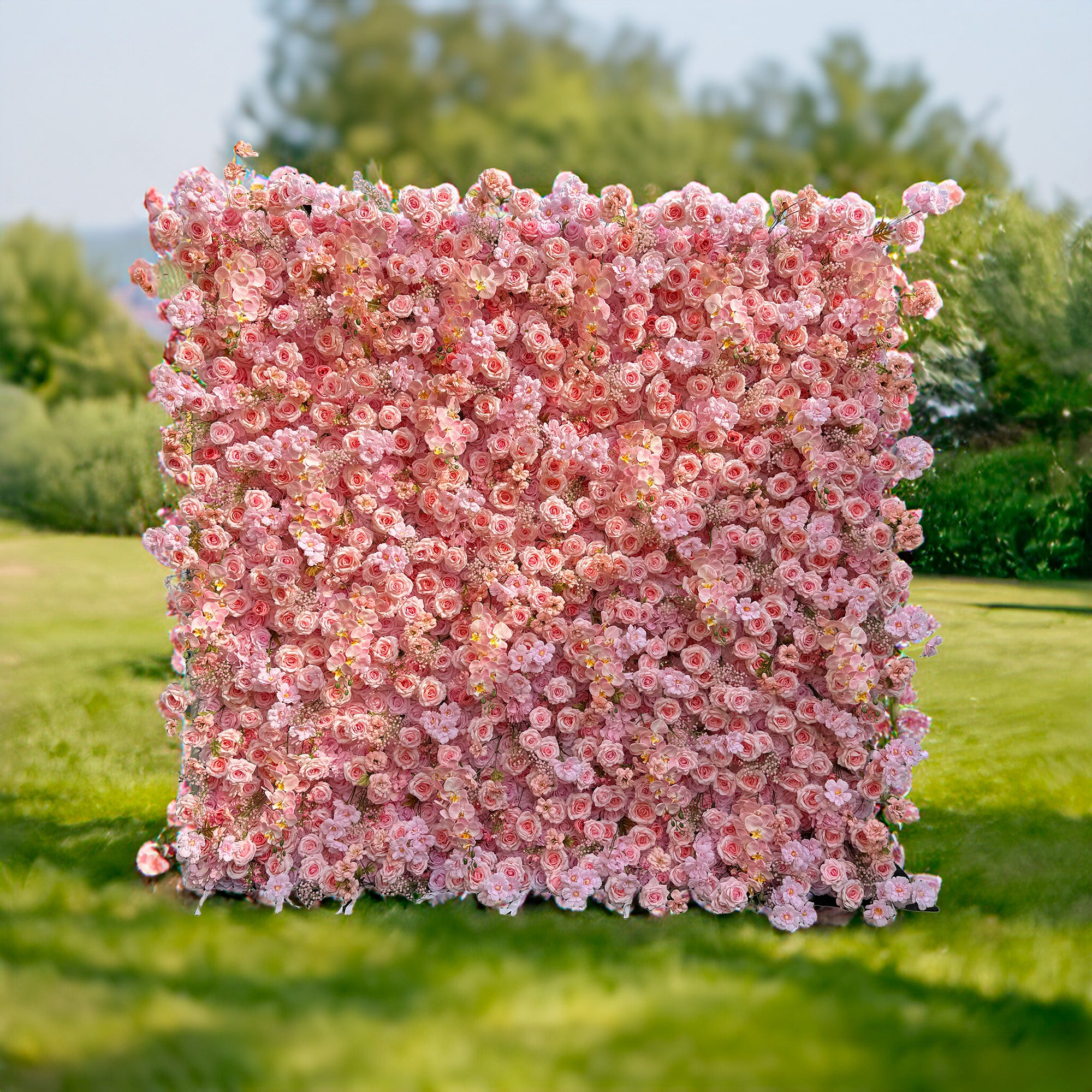 Captivating and Lush All - Pink Artificial Flower Backdrop by ValarFlowers: A Symphony of Softness for Your Events-VF-821