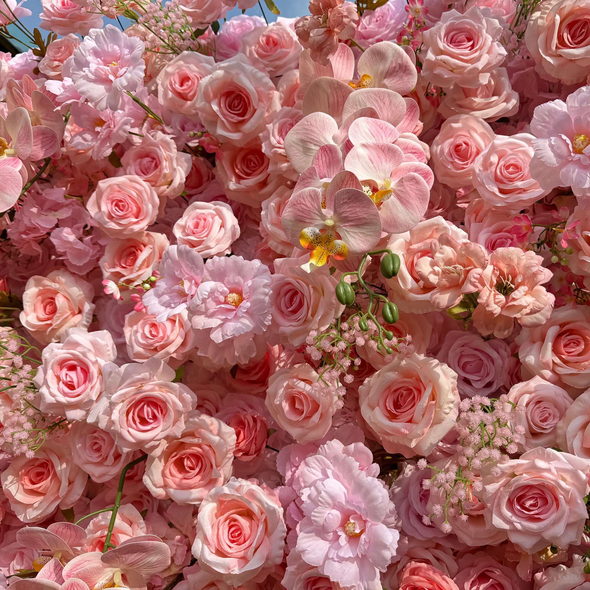 Captivating and Lush All - Pink Artificial Flower Backdrop by ValarFlowers: A Symphony of Softness for Your Events-VF-821