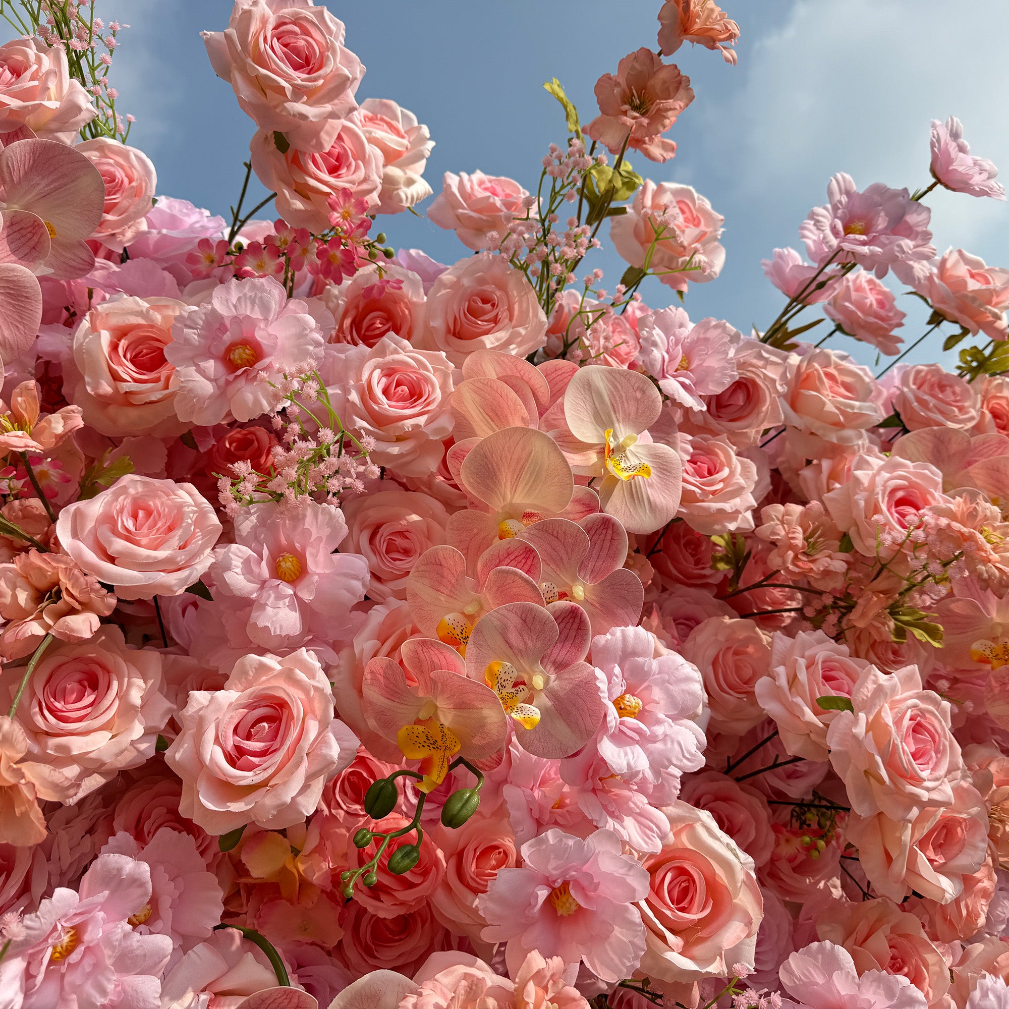 Captivating and Lush All - Pink Artificial Flower Backdrop by ValarFlowers: A Symphony of Softness for Your Events-VF-821