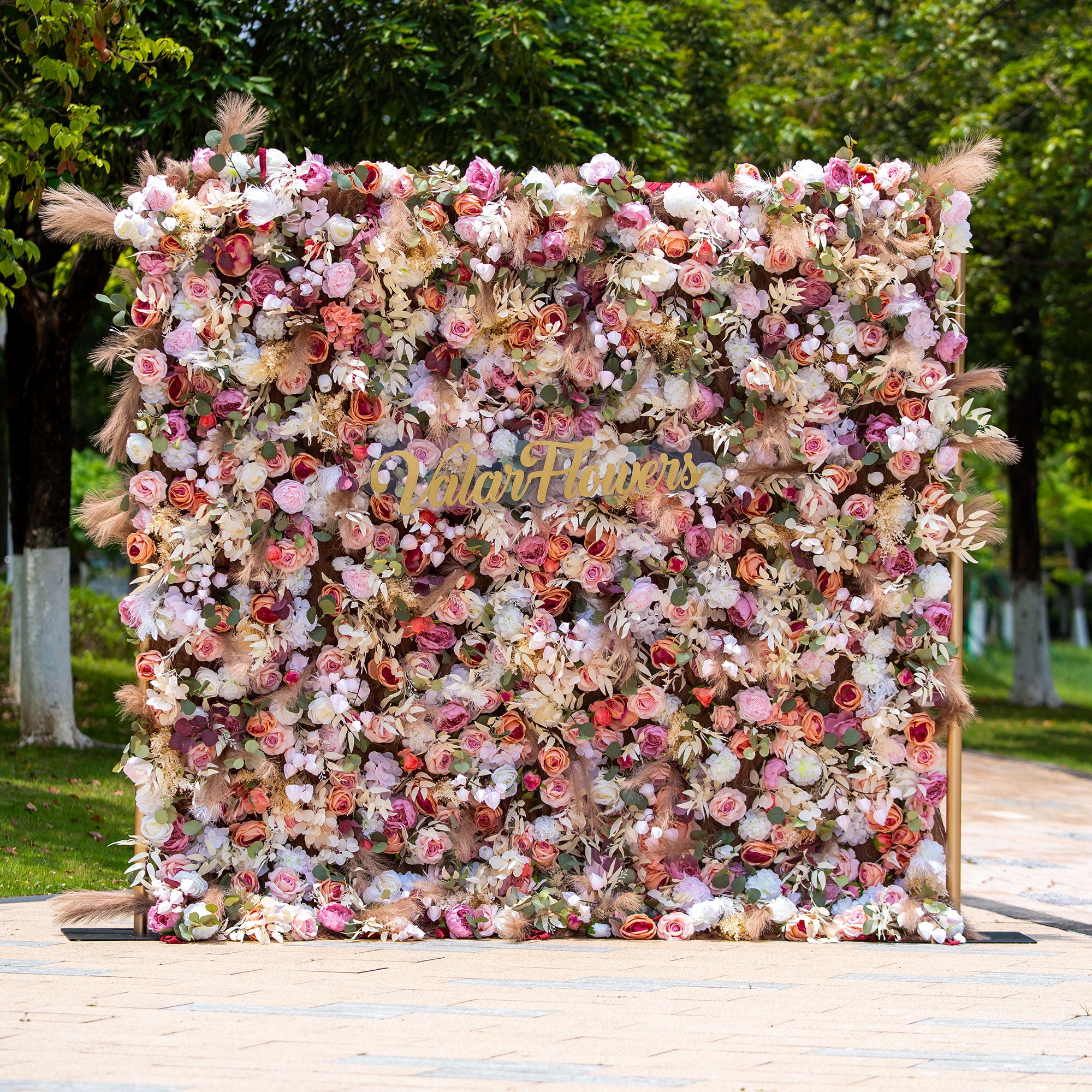 Valar Flower Roll Up Fabric Artificial Flower Wall Wedding Backdrop, Floral Party Decor, Event Photography-VF-327-1