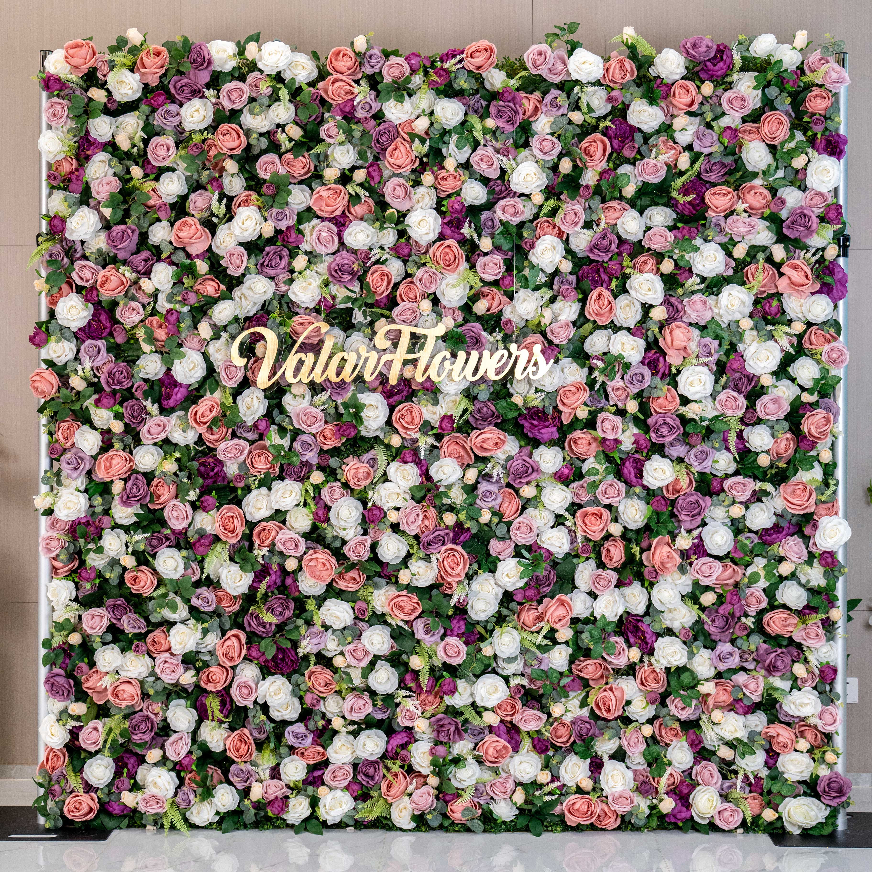 ValarFlower DIY Handmade 5D roll-up artificial flower wall for weddings & party decoration, Suitable for luxury special event, Babyshower party, engagement, wedding reception,shopping mall decor, plazas, hotels, restaurants, airports, living rooms. Durable high-quality floral backdrops VF-154-2