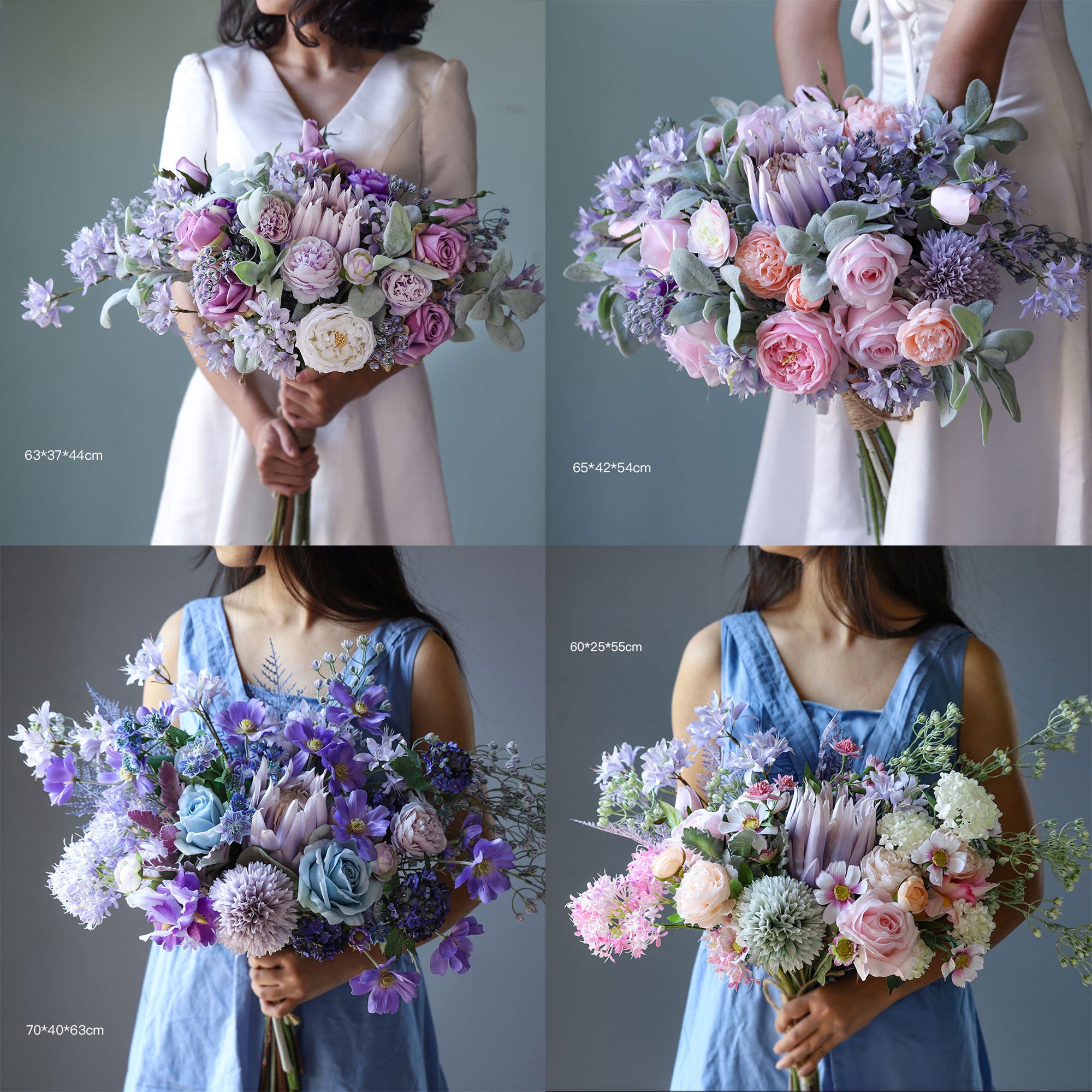 Romantic Purple Silk Bouquet | Perfect for Home Décor, Weddings and Events VB-110 (Without Vase)