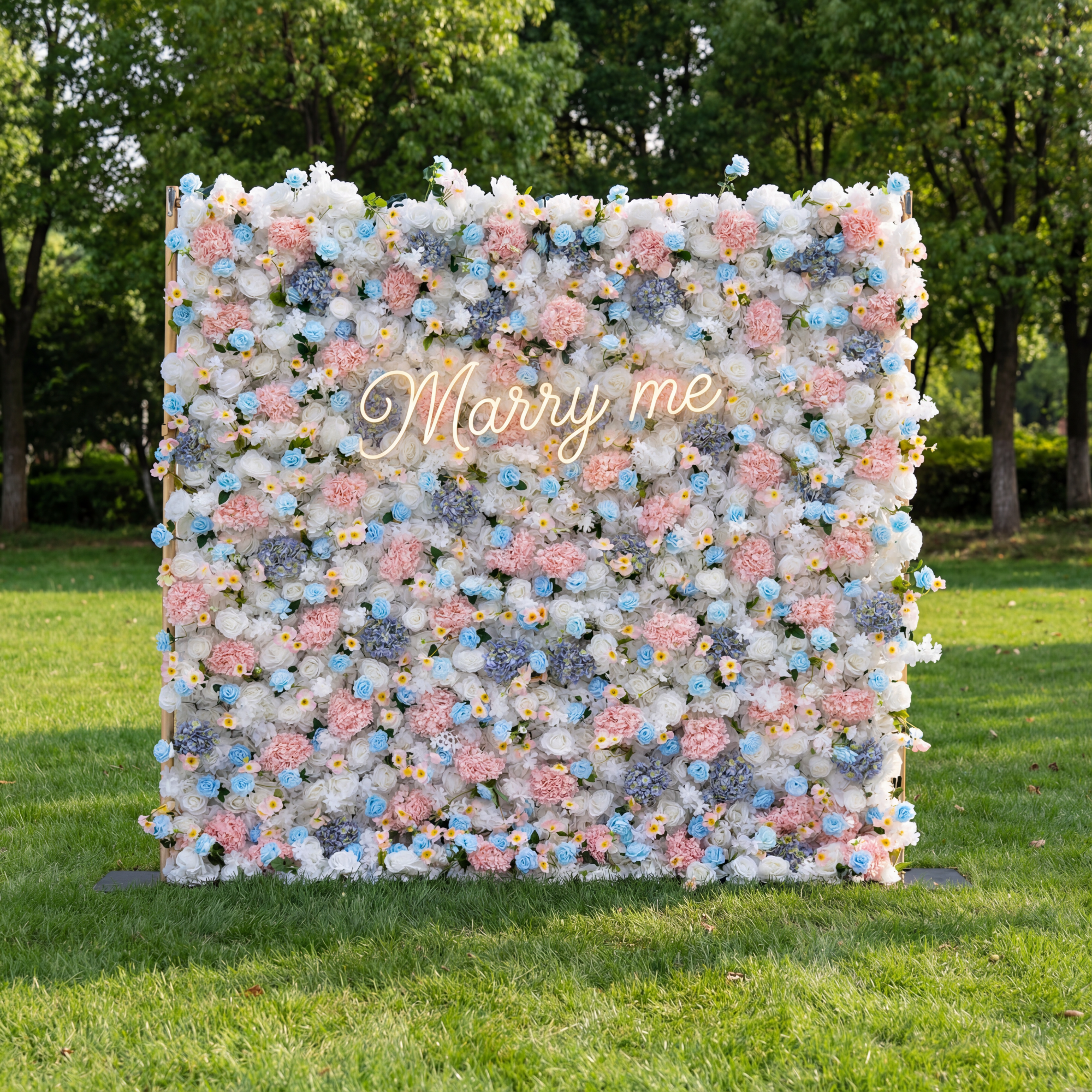 ValarFlower Pastel Blue, Pink and White Floral Backdrop: A Dreamy Elegance for Weddings and Special Occasions And Proposals and Outdoor Events and Photography VF-826