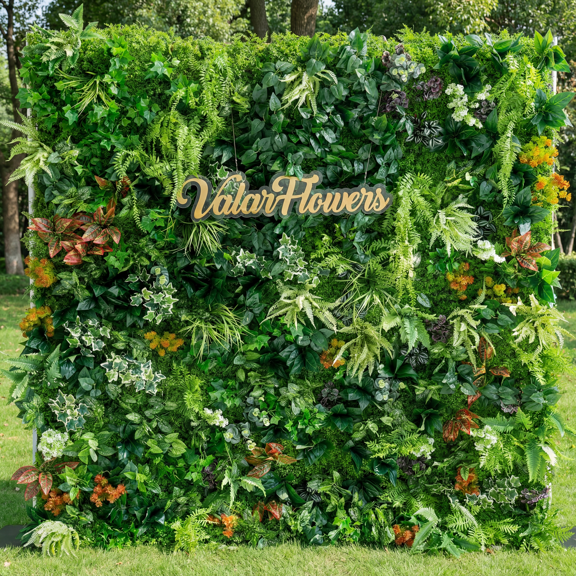 Valar Flower Roll Up Fabric Artificial Vivid Green Grass Wall Wedding Backdrop, Floral Party Decor, Event Photography-VF-426