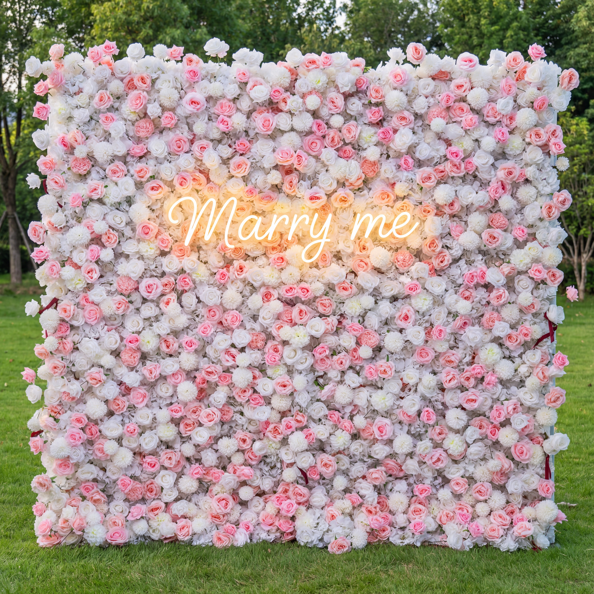 Valar Flower Soft Pink and White Rose 5D Flower Wall – Romantic Backdrop for Weddings and Special Events VF-409