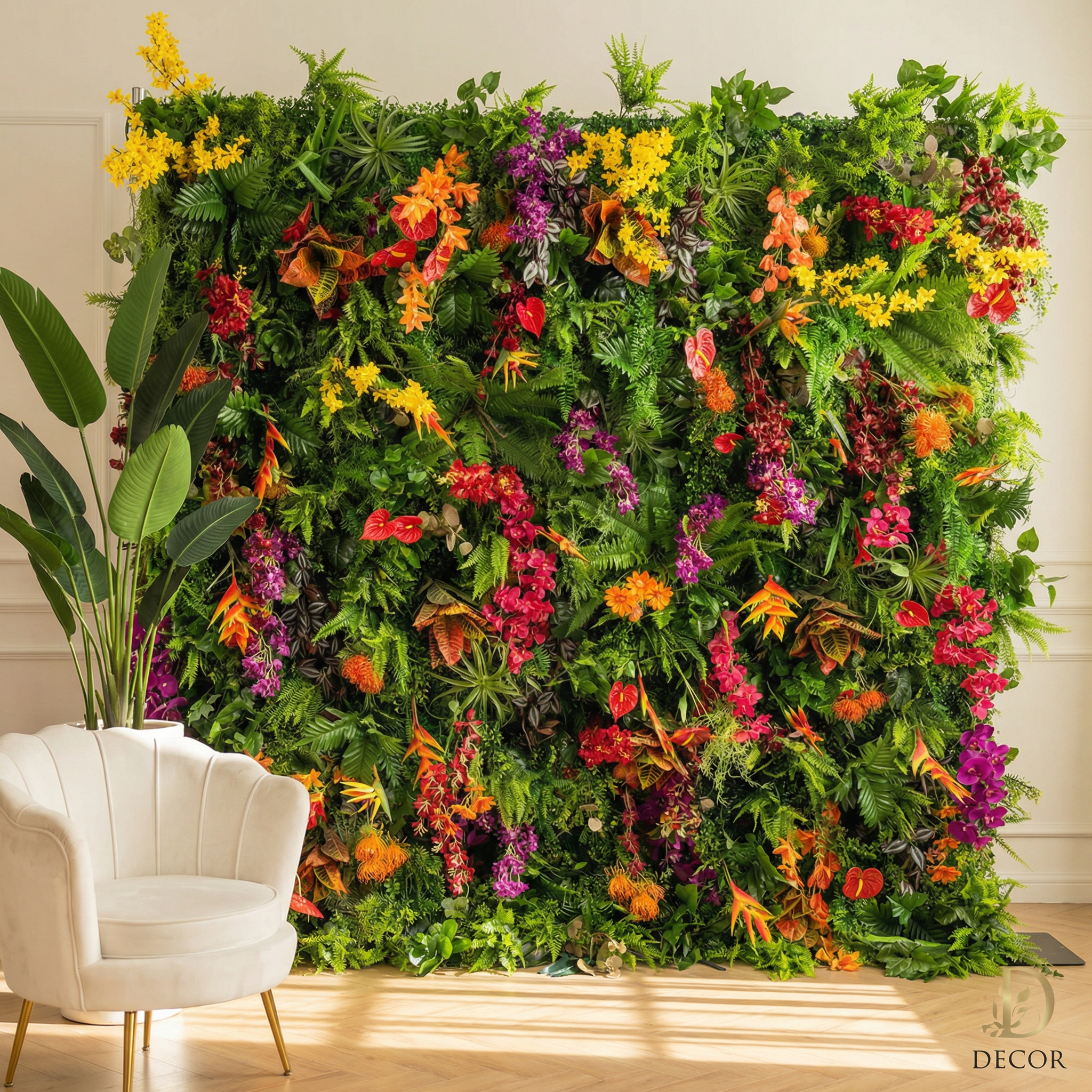 Valar Flower Tropical Jungle Flower Wall Backdrop – Artificial Greenery & Event Decor VF-835