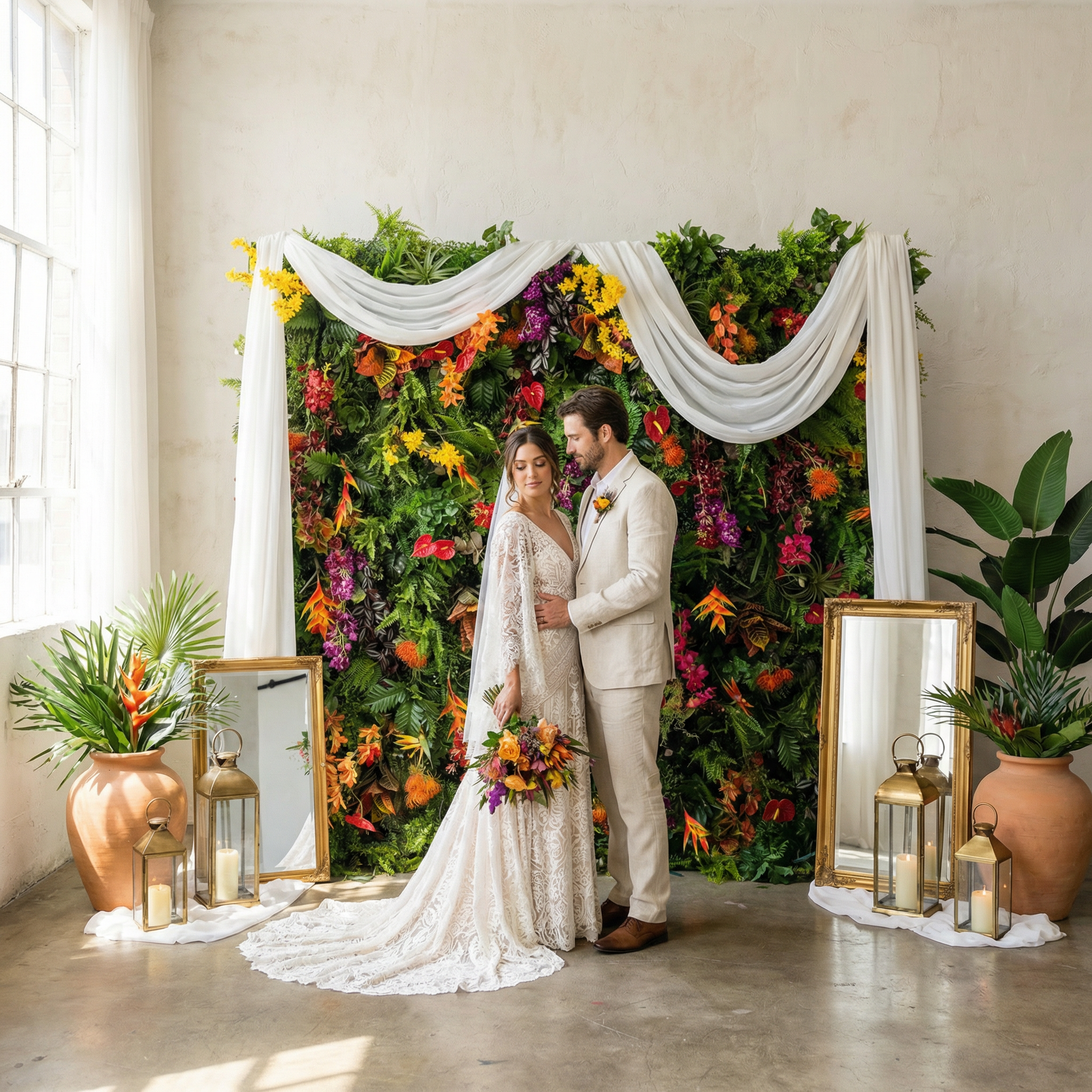 Valar Flower Tropical Jungle Flower Wall Backdrop – Artificial Greenery & Event Decor VF-835