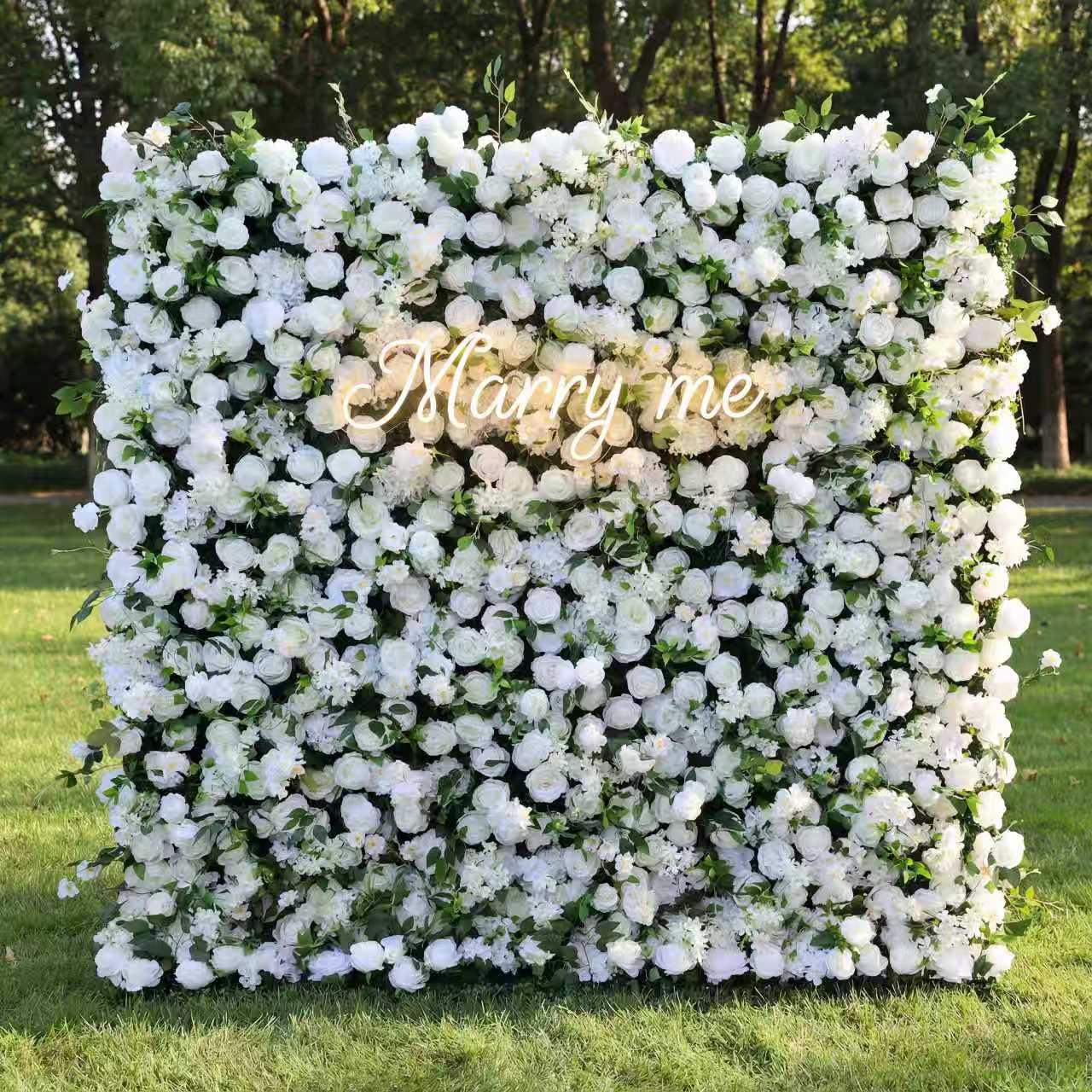 ValarFlower Pure White & Lush Green Floral Extravaganza Wall: A Serene, Elegant Masterpiece for Timeless Celebrations VF-612
