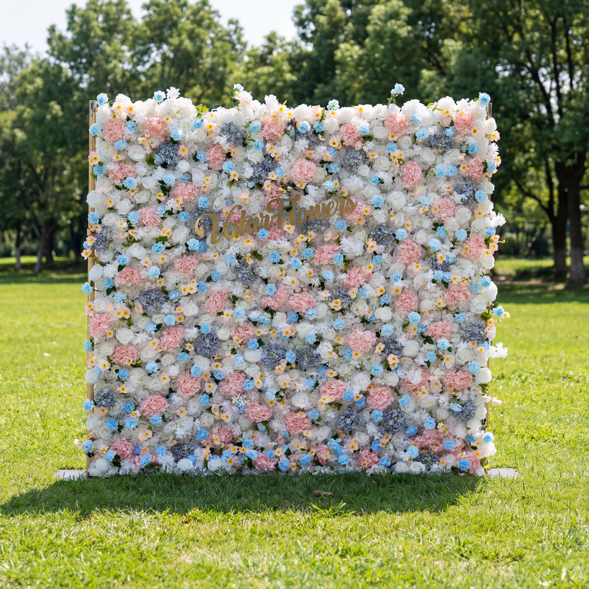 ValarFlower Pastel Blue, Pink and White Floral Backdrop: A Dreamy Elegance for Weddings and Special Occasions And Proposals and Outdoor Events and Photography VF-826