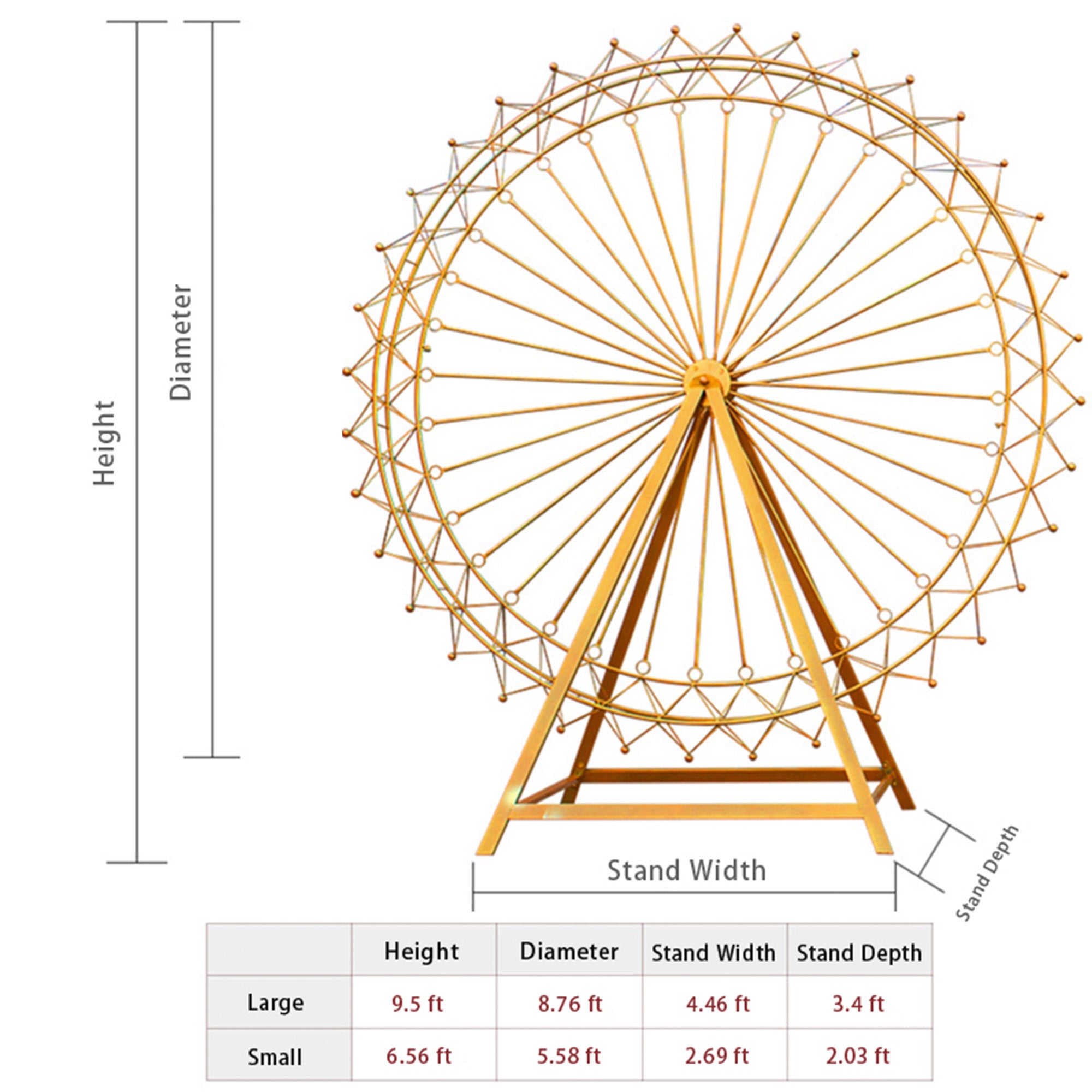 6.7 ft Extra Stable Carnival Circus Ferris Wheel Large Base Rotatable Metal Arch Decor for Disney Style Wedding Backdrop &Party Prop