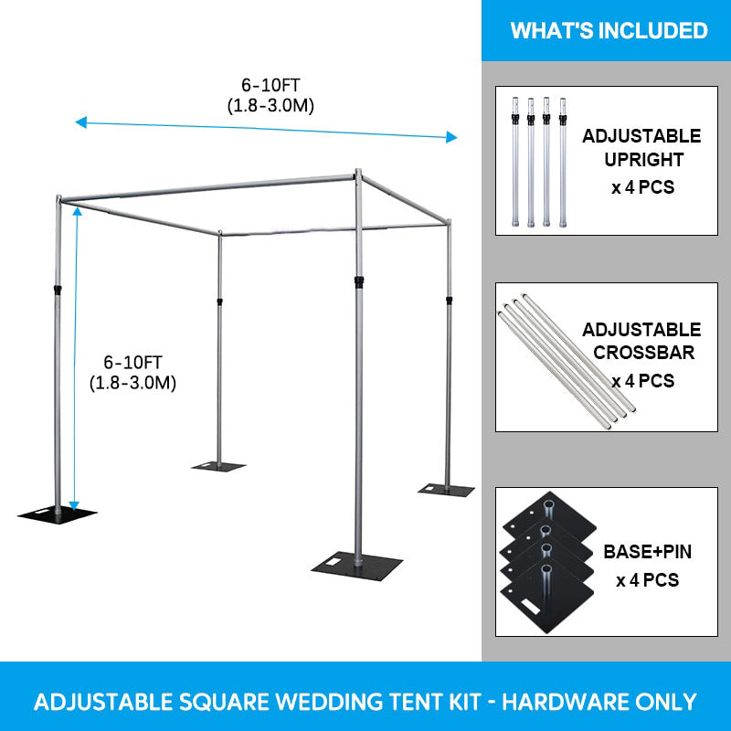 ValarFlower Adjustable Aluminum Frame Wedding Backdrop Stand – Perfect for Flower Walls, Wedding Backdrops, Event Decorations