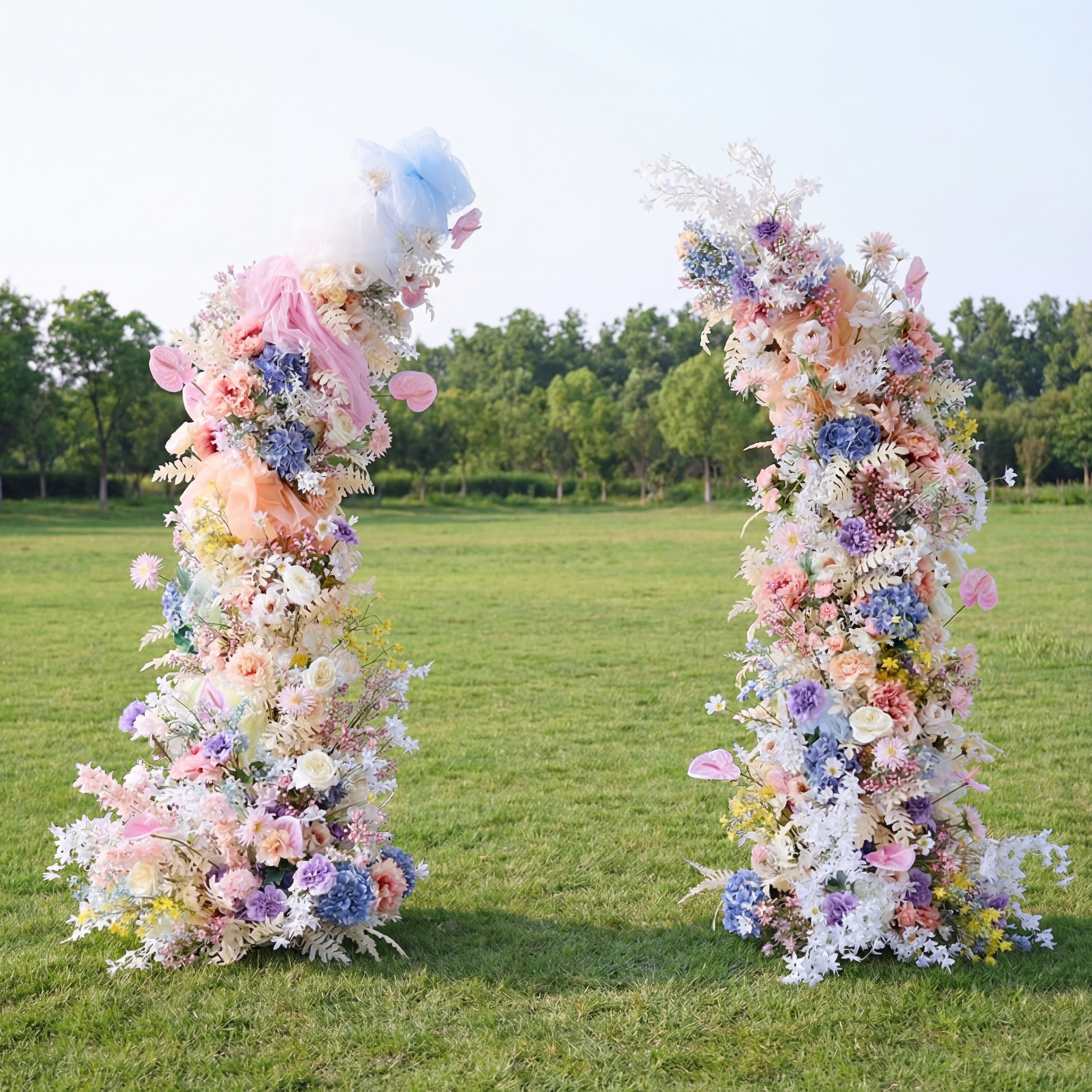 Pastel Floral Horn Arch Wedding Decor, Elegant Wedding Backdrop, Flower Stand for Events VA-322