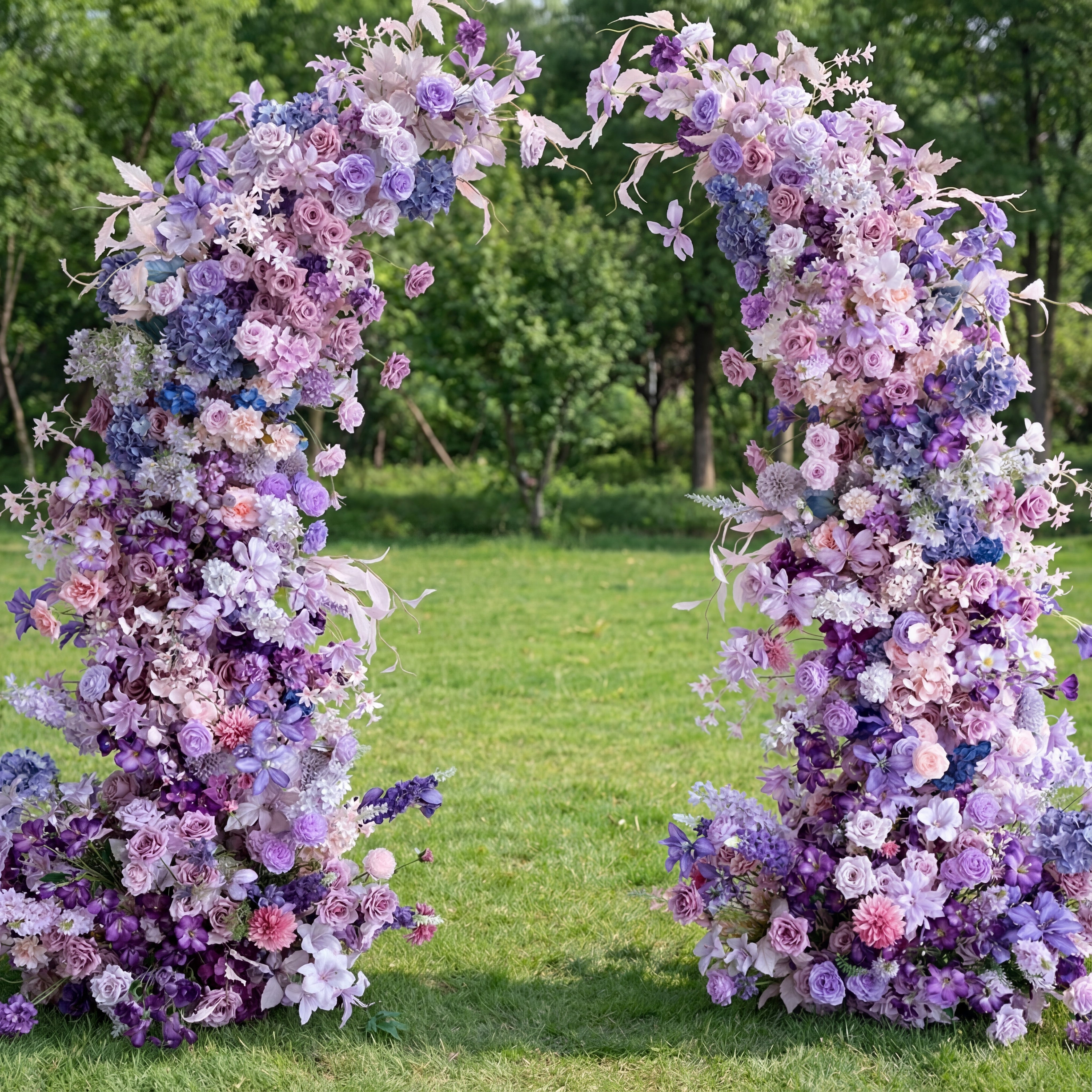 Valar Purple Dream Horn Arch, Artificial Floral Backdrop, Elegant Wedding Ceremony Decor, Luxurious Event Photography Prop VA-339