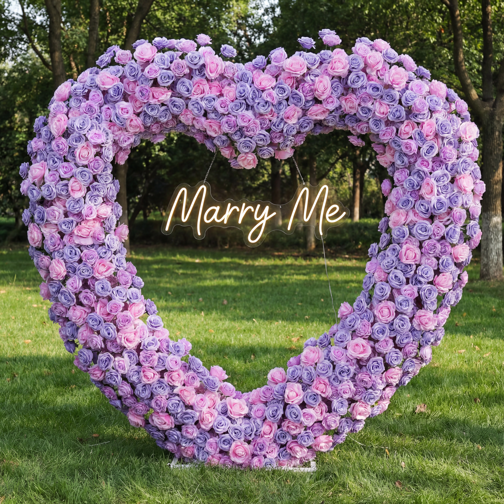Purple & Pink Faux Rose Heart Arch – Wedding Ceremony Decoration and Photo Backdrop Display HA-404
