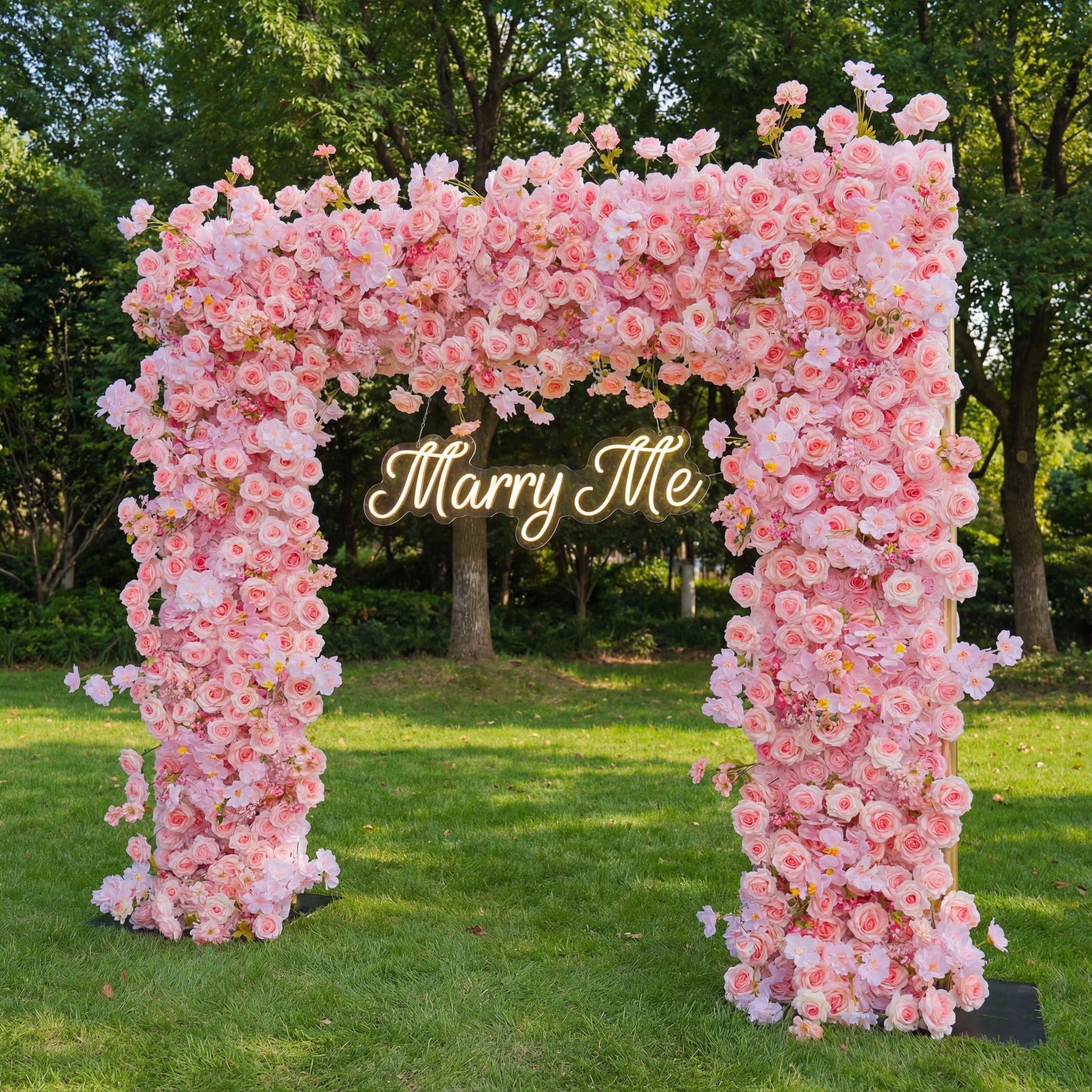 Valar Pink Rose Floral Arch, Artificial Backdrop, Romantic Wedding Ceremony Decor, Elegant Event Photography Prop VA-352