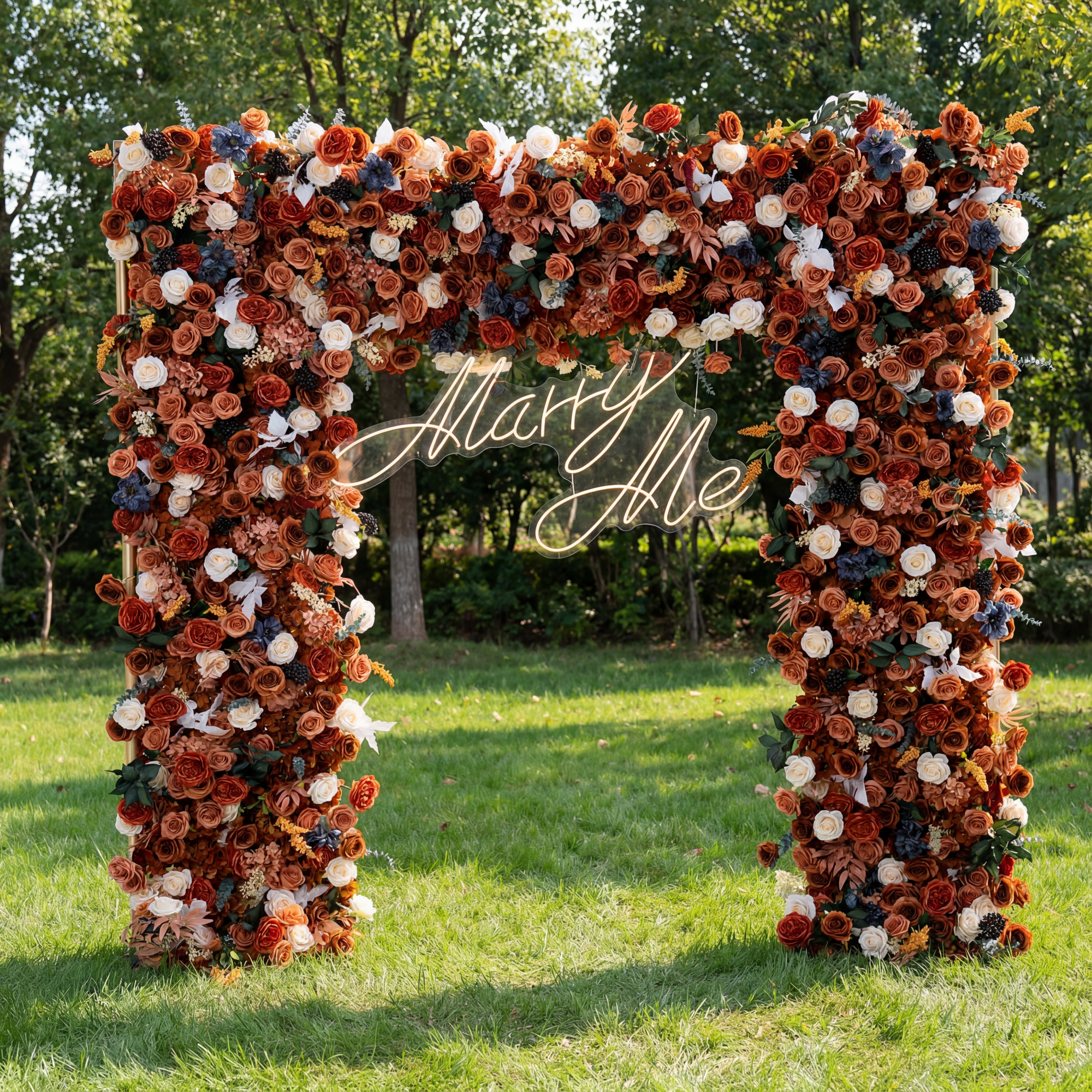 ValarFlower Rustic Wedding Rose Arch Backdrop – Artificial Floral Frame for Ceremony Entrance & Photo Booth Setup VA-382