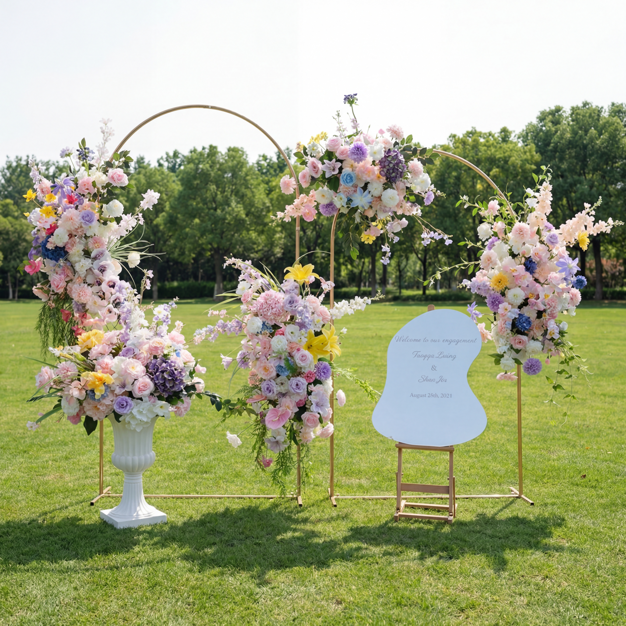 우아한 파란색과 흰색 꽃 장식 결혼식 아치, 인공 꽃 배열, 의식 배경 및 이벤트 장식 FA-211