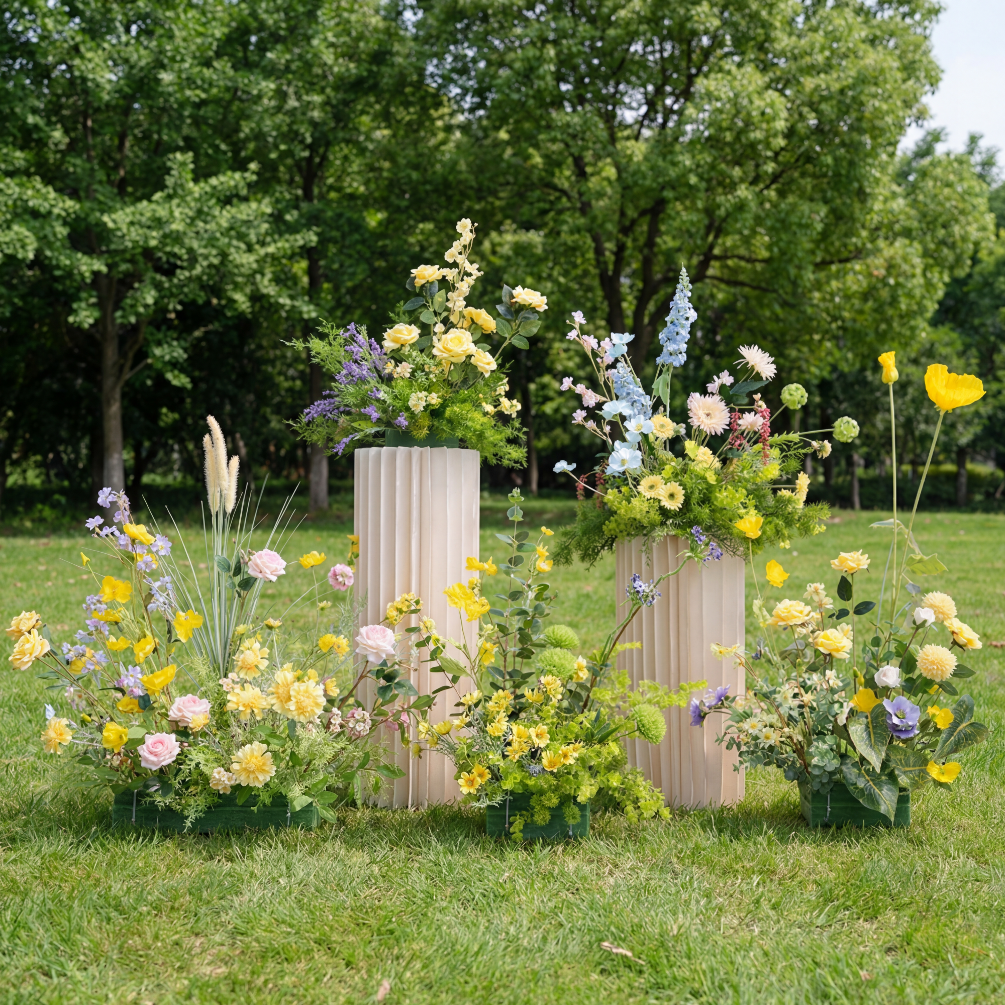우아한 파란색과 흰색 꽃 장식 결혼식 아치, 인공 꽃 배열, 의식 배경 및 이벤트 장식 FA-211
